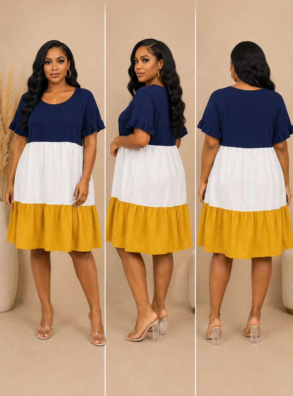 Golden Hour Colorblock Dress (Plus)