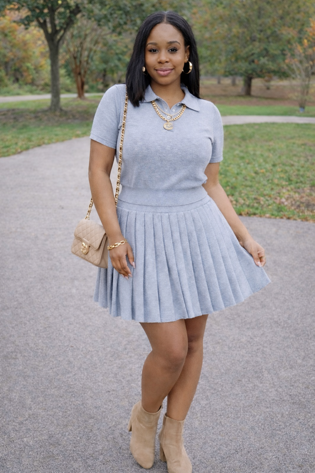 The Elle Pleated Polo Set